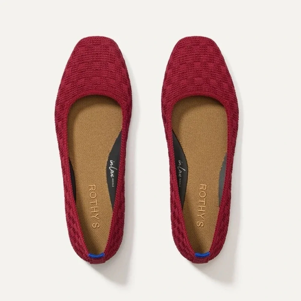 Rothy's The Max Square‎ Ruby Red Size 8.5 US Flats  210-019 New in Box